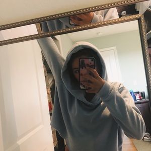 BLUE CROPED HOODIE